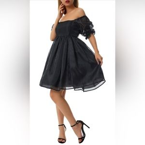 Puff Sleeve Tulle Princess Dress for Women Off Shoulder Mini Dress Party Dress